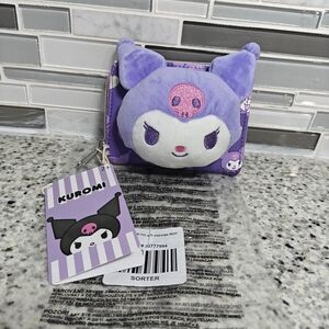 Loungefly Kuromi Hearts Plush Face Mini Zipper Wallet